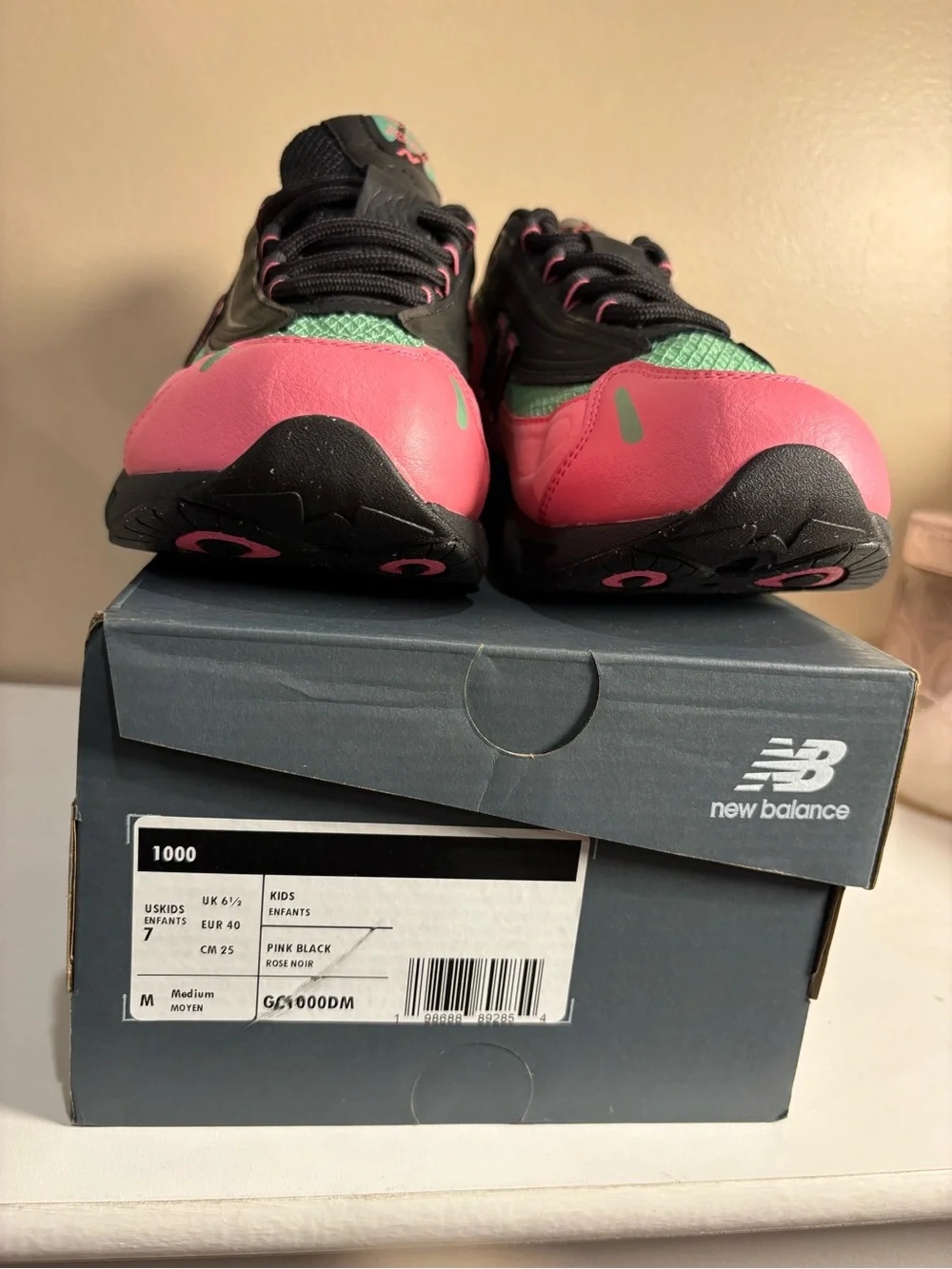 New Balance 1000 GC1000DM Pink Black Green Sneakers Kids 7Y Women 8.5 NIB
